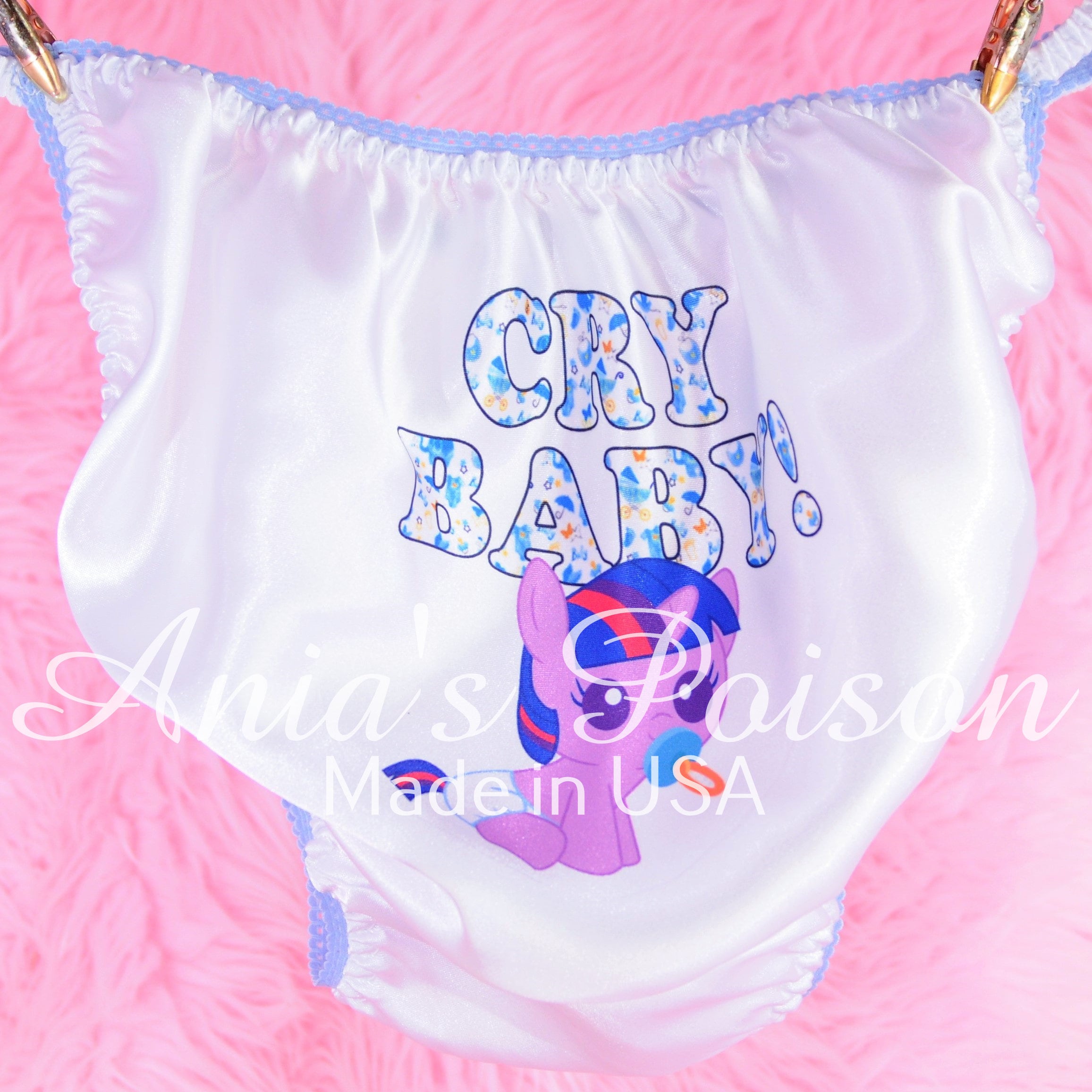 Sissy Satin My Little Pony cry Baby Sissy Panties White Rare