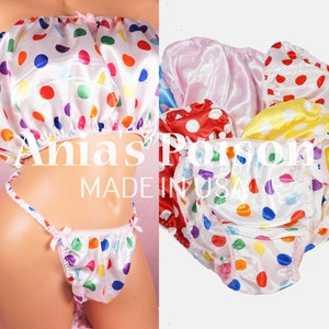 SISSY Silky Satin Panties String Bikini for MEN Polka Dot Many Colors! Men&#39;s PANTIES Princess string sissy maid underwear sizes S - 2Xl