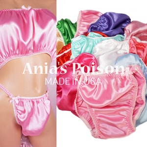 Ania's Poison Open Butt Ruffled Sissy Satin Panties MEN'S Pink