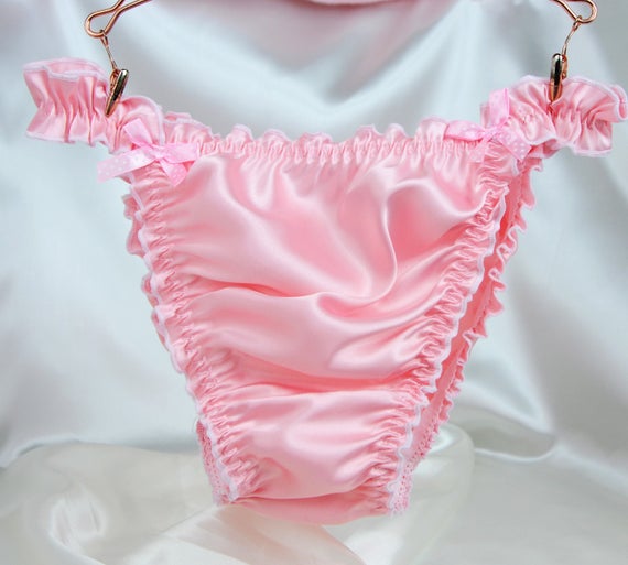 Peachy Pink Bridal Ruffled Shiny Soft satin hipster bikini | Etsy
