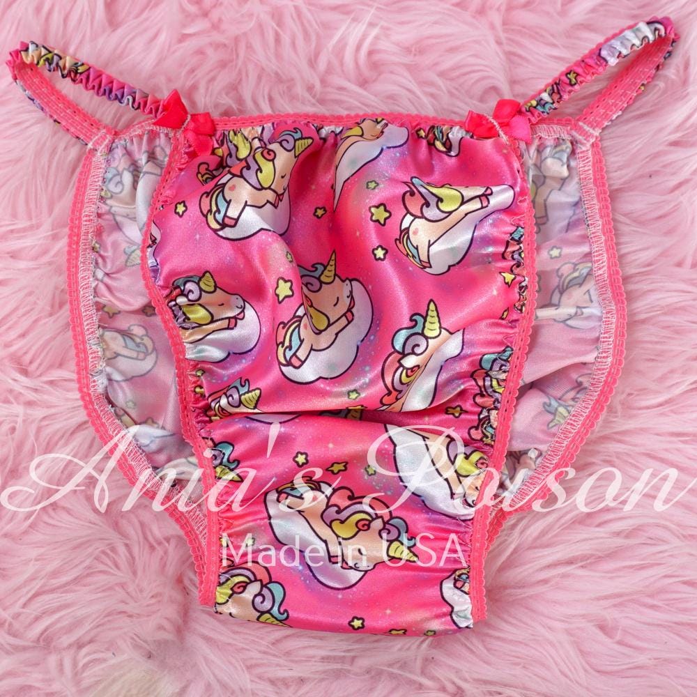 Ania's Poison Rainbow Unicorn Print RARE Hot Pink 100% Polyester String ...