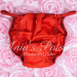 Lipstick Red Shiny Smooth Picot trim MENS PANTIES Princess string bikini sissy maid underwear sizes S - Xl