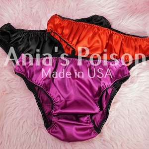 MENS Satin Bikini Silky High Gloss Shiny hipster Full cut sissy mens panties lined front S-2XL