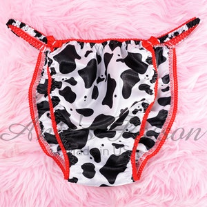 KS-QON BENG Black White And Brown Cow Spots Women's Panties
