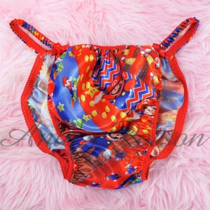 Sissy Satin Panties Red Video Game Hero Plumber & Friends Novelty Ania&#39;s Poison String Bikini Rare Character Prints Men&#39;s Underwear