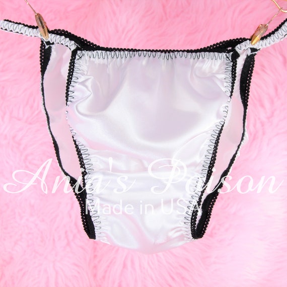 Sissy Satin pull Your Big Girl Panties on and Take It Like a Sissy Panties White Rare Polyester Shiny String Bikini Underwear Etsy Israel