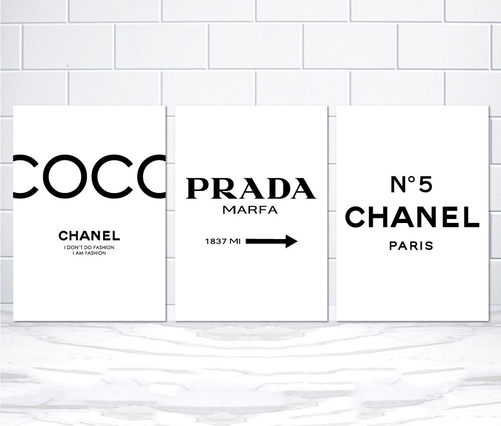 Set of 3 Coco Chanel Art Print Poster Chanel Prints Prada | Etsy