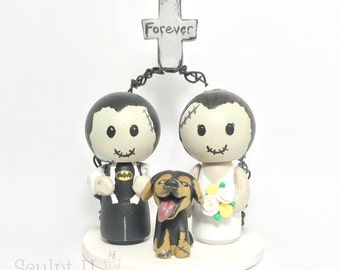 Zombie Peg Doll Kokeshi Cake Topper, Custom Wedding Character Cake Topper