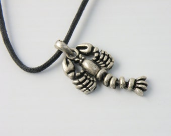 Lobster Mechanic Pendant Set Up in a Black Cotton Cord Surfer Knot Necklace / Chain / Choker Unisex