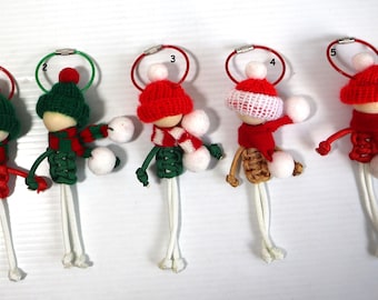 Christmas doll Bag dangling keychain, School backpack charm, keychain, handmade