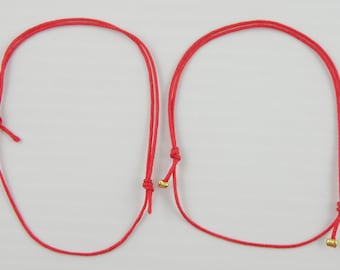 2 Chinese Red Cord Anklet / Ankle Bracelet Single String Surfer Knot Closing Unisex