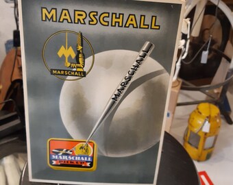 Alte Werbung, Aufsteller MARSCHALL PICKUP  Pappe mit Simili-Emaille-Überzug ca. 1940, Reklame