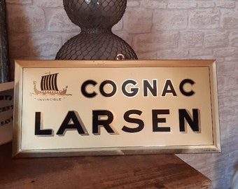 Vintage Werbung Larsen Cognac,  Glassoid Paris , Schaufenster ca. 1950