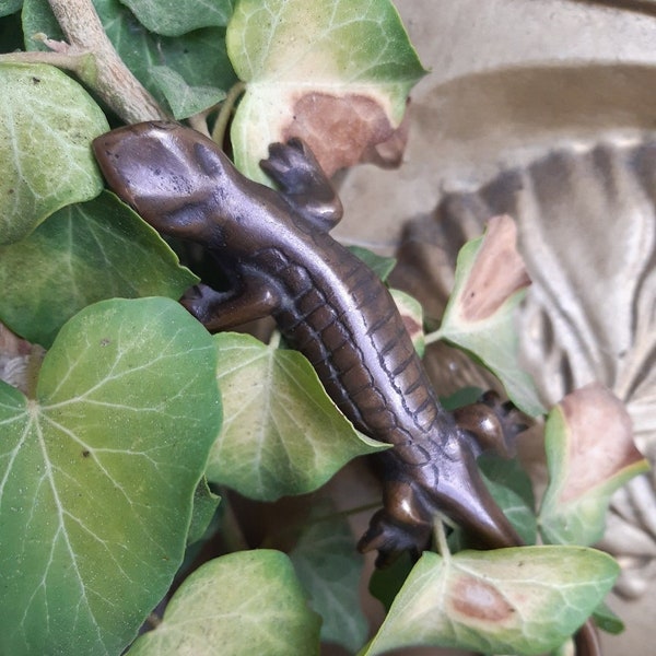 Vintage Bronze Eidechse, Salamander