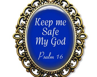 Psalm 16 Religious Medal, Keep Me Safe My God, Christian Religious Gift,