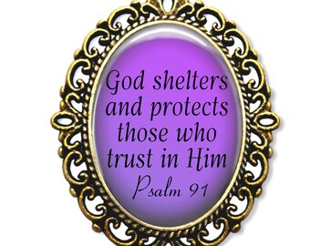 Psalm 91 Religious Medal, God Shelters and Protects, Christian Religious Gift,