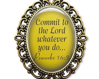 Proverb Religious Medal, Commit to the Lord, Christian Religious Gift,