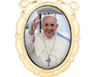 Pope Francis Rosary Center • Catholic Rosary Parts • Gold or Silver Finish