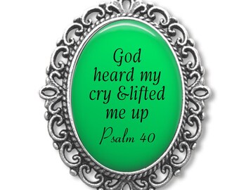 Psalm 40 Religious Medal, God heard my Cry, Christian Religious Gift,