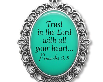 Proverb Religious Medal, Trust in the Lord with All Your Heart, Christian Religious Gift,