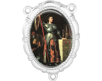 Rosary Center, St Joan of Arc, Gold or Silver Finish
