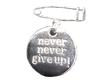 Inspirational Charm, Tiny Silver Handmade Pin, Lapel Pin, Lucky Charm, Safety Pin, Brooch, Charm Pin, Graduation Gift, Encouragement Gift,