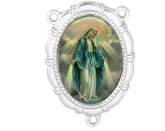 Rosary Center, Miraculous Medal, Gold or Silver Finish