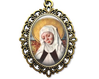 Saint Bridget, Religious Medal, Saint of Sweden, Religious Gift, Catholic Gift, Christian Medal, Christian Gift, Catholic Jewelry,