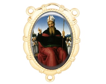 Rosary Center, Saint Augustine, Gold or Silver Finish