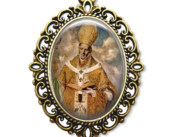 St. Ildephonsus Medal, Antique Gold Finish, Christian Catholic Jewelry