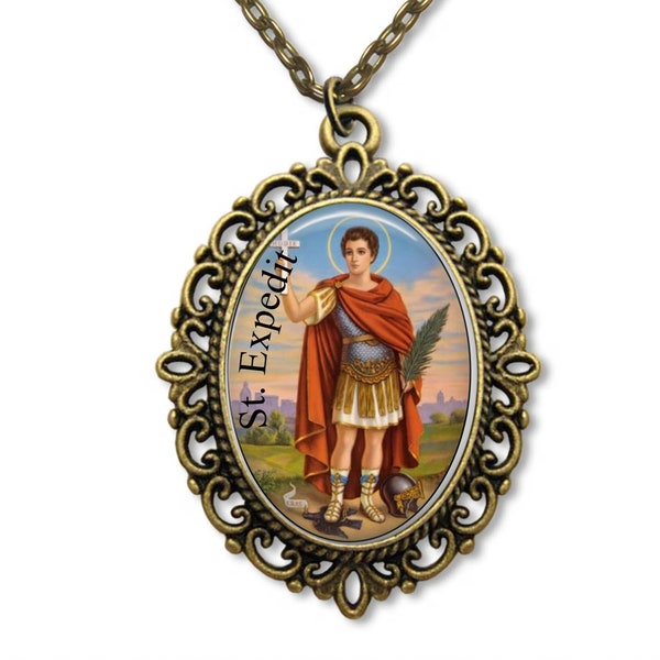 Saint Expedite, Religious Medal, St Expedite, Saint Jewelry, Saint necklace, Patron Saint, Saint Charm, Expedite Medal, Expeditus,