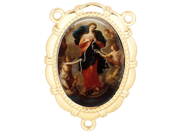 Rosary Center, Our Lady Untier, Undoer, Gold or Silver Finish
