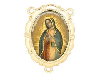 Rosary Center, Our Lady of Guadalupe, Virgin of Guadalupe, Gold or Silver Finish