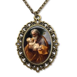 Saint Joseph, Médaille religieuse, Saint patron, Médaille chrétienne, Médaille catholique, Cadeaux chrétiens, Cadeau catholique, Bijoux catholiques, St Joseph,