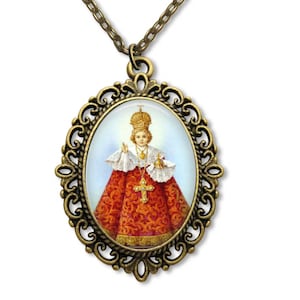 Kind van Praag, religieuze medaille, zuigeling van Praag, katholieke medaille, katholiek geschenk, katholieke sieraden, goddelijk kind, kindje Jezus,