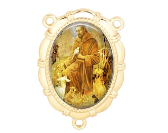 Rosary Center, St Francis, Francis of Assisi, Gold or Silver Finish