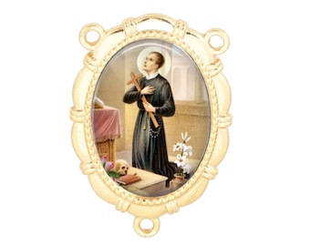 Rosary Center, St Gerard, Gold or Silver Finish