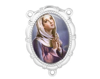 Rosary Center, Our Lady of Sorrows, Gold or Silver Finish