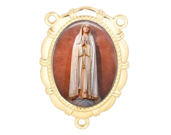 Rosary Center, Our Lady of Fatima, Gold or Silver Finish