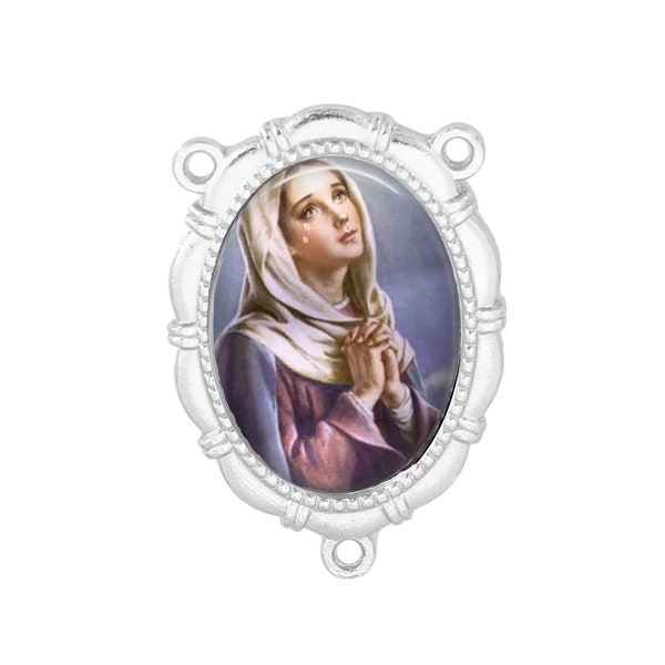 Rosary Center, Our Lady of Sorrows, Gold or Silver Finish