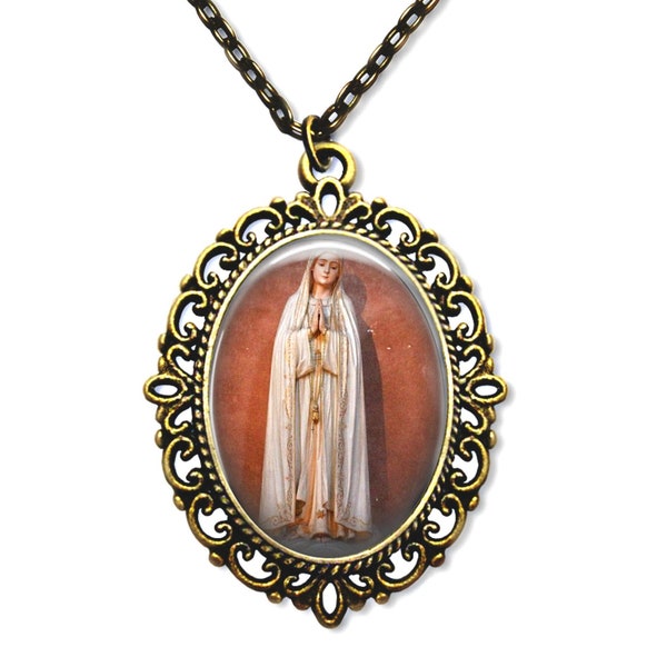 Notre-Dame de Fatima, Médaille religieuse, Cadeaux religieux, Cadeaux catholiques, Médaille catholique, Collier Fatima, Bijoux religieux, Bijoux catholiques