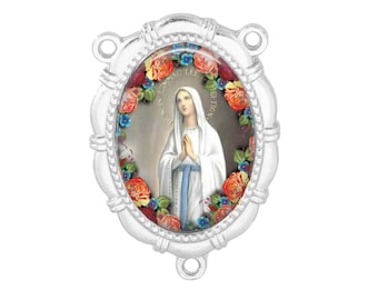 Rosary Center, Our Lady of Lourdes, Gold or Silver Finish