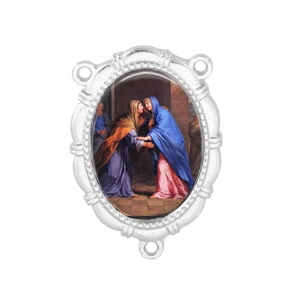 Rosary Center, St Elizabeth, St Mary, The Visitation, Gold or Silver Finish