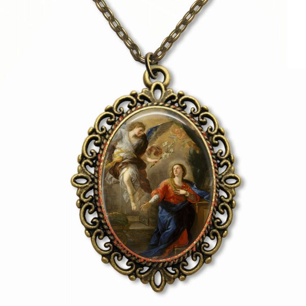 Annunciation, Gabriel, Mary, Religious Medal, Catholic Gift, Catholic Medal, Catholic Jewelry,