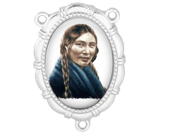 Rosary Center, St Kateri, Kateri Tekakwitha, Gold or Silver Finish