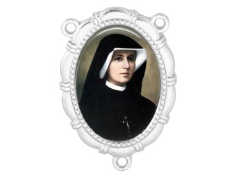 Rosary Center, St Maria Faustina, Gold or Silver Finish