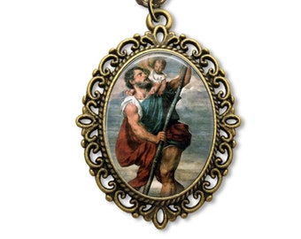 Saint Christopher, Religious Medal, St Christopher, Saint Jewelry, Saint necklace, Patron Saint, Travelers, Saint Charm, Christopher Medal