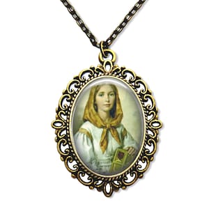 Santa Dinfna, medaglia religiosa, regalo cattolico, medaglia cattolica, medaglia cristiana, regalo cristiano, gioielli cattolici, gioielli religiosi,