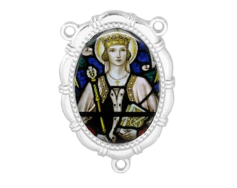 Rosary Center, St Margaret, Margaret of Scotland, Gold or Silver Finish