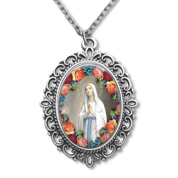Notre-Dame de Lourdes, Médaille religieuse, Médaille de la Vierge Marie, Médaille catholique, Cadeau catholique, Cadeau religieux, Vierge Marie, Cadeau de première communion,